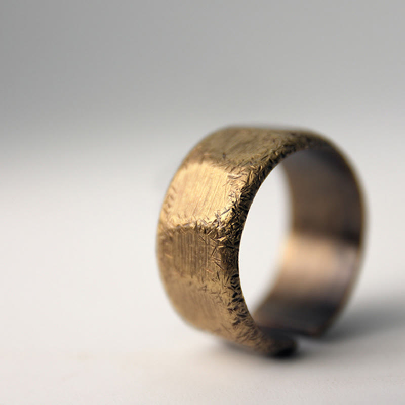 Anello di ricchezza tibetano in ottone e rame satinato dal design semplice