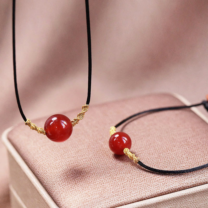 Buddha Stones Agata rossa naturale Calcedonio Autoaccettazione Fiducia String Bead Bracciale Collana Pendente