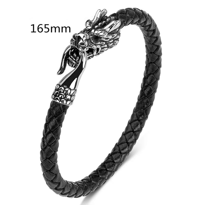 Braccialetto di protezione in acciaio al titanio e drago con Buddha Stones - Nero - 165mm - image 16
