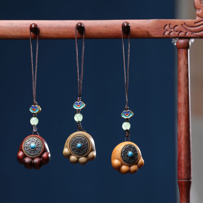 Buddha Stones Sandalo Piccola foglia Sandalo rosso Sandalo verde Zampa di gatto fortunato Artiglio Om Mani Padme Hum Protezione Telefono Decorazione appesa - image 1