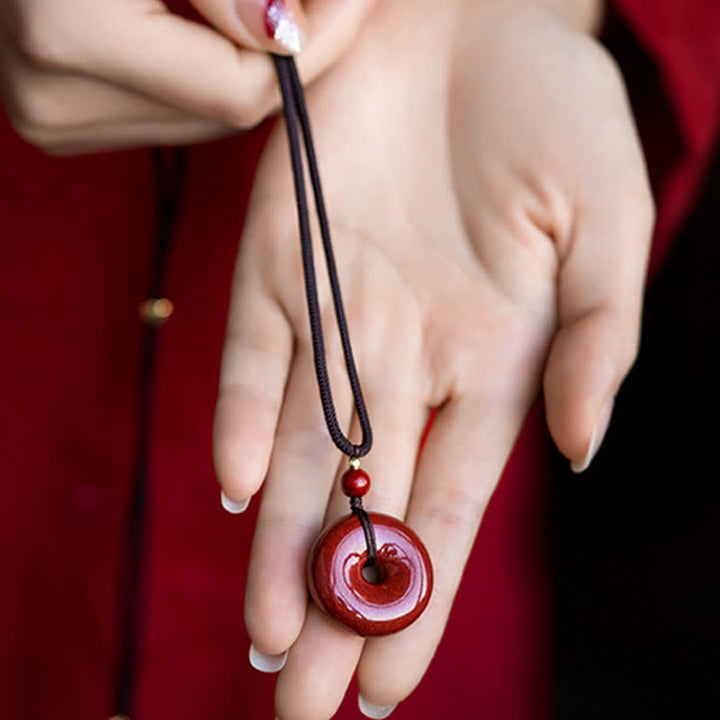 Collana con ciondolo con fibbia della pace , Buddha Stones, cinabro, benedizione e calma