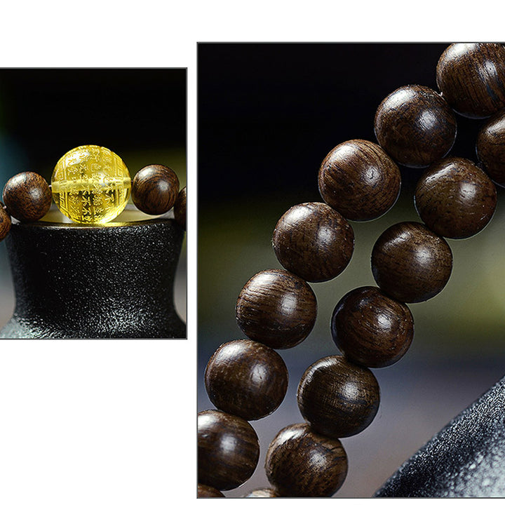 Buddha Stones 108 Mala Beads 999 Oro Brunei Agarwood Cuore Sutra Ambra Agata Rossa Forza Bracciale Meditazione