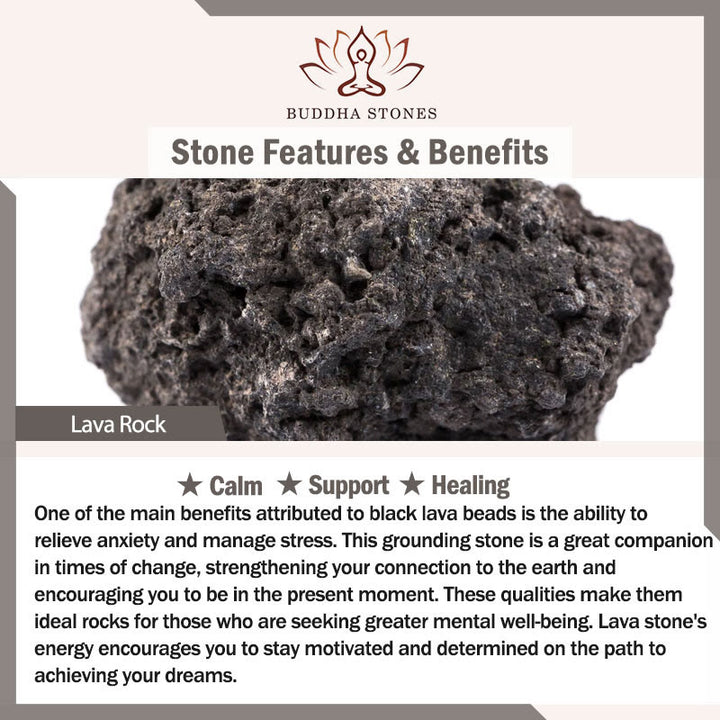 Braccialetto di protezione Buddha Stones Natural Lava Rock 108 Beads