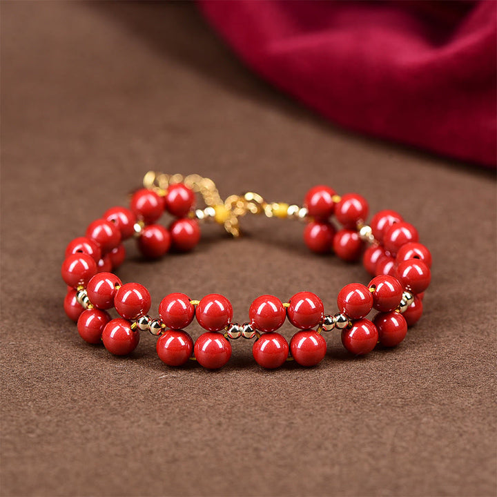 Braccialetto di benedizione con perline di cinabro naturale Buddha Stones