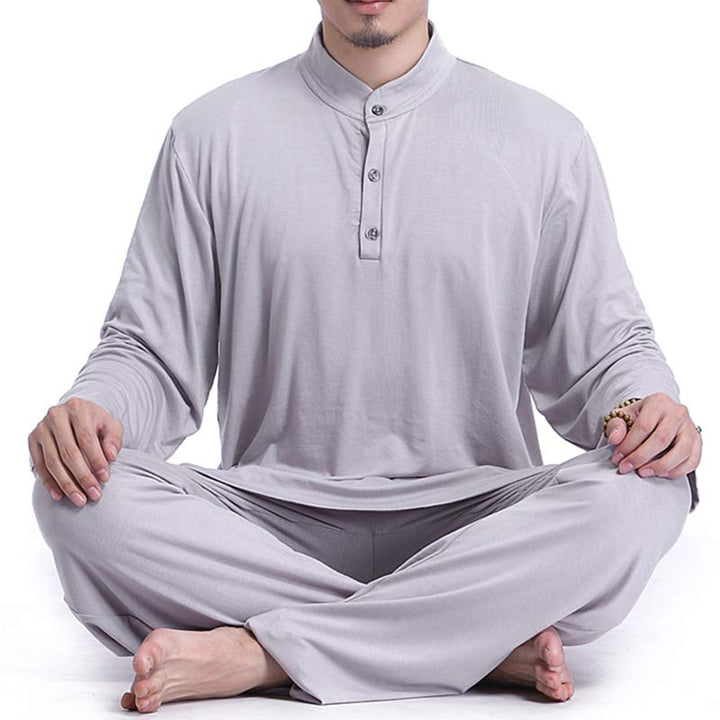 Buddha Stones Meditazione Preghiera Spirituale Zen Tai Chi Pratica Yoga Abbigliamento Uomo Set - Grigio - US/UK/AU44, EU54 (3XL) - image 0
