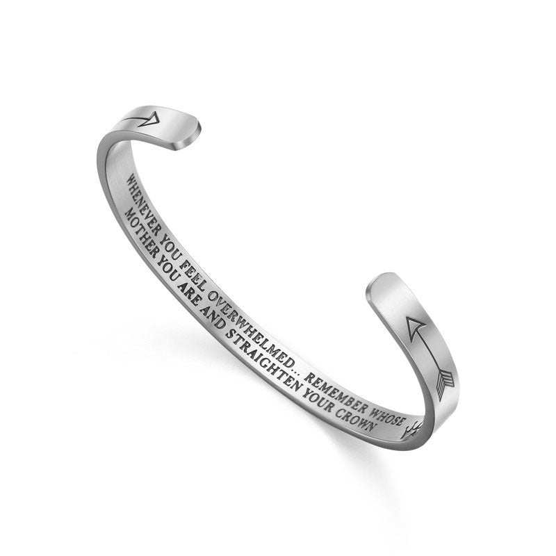 Braccialetti ispiratori Buddha Stones , regalo personalizzato per lei e lui, bracciale rigido con mantra inciso, gioielli a corona - image 0