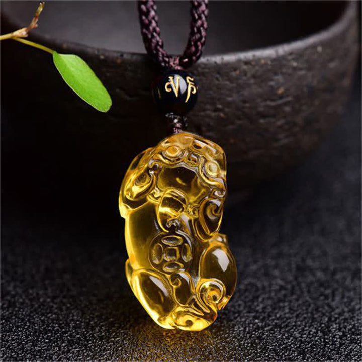 Collana con ciondolo Buddha Stones FengShui Citrine PiXiu Wealth - Citrino (Felicità♥Prosperità) - image 1