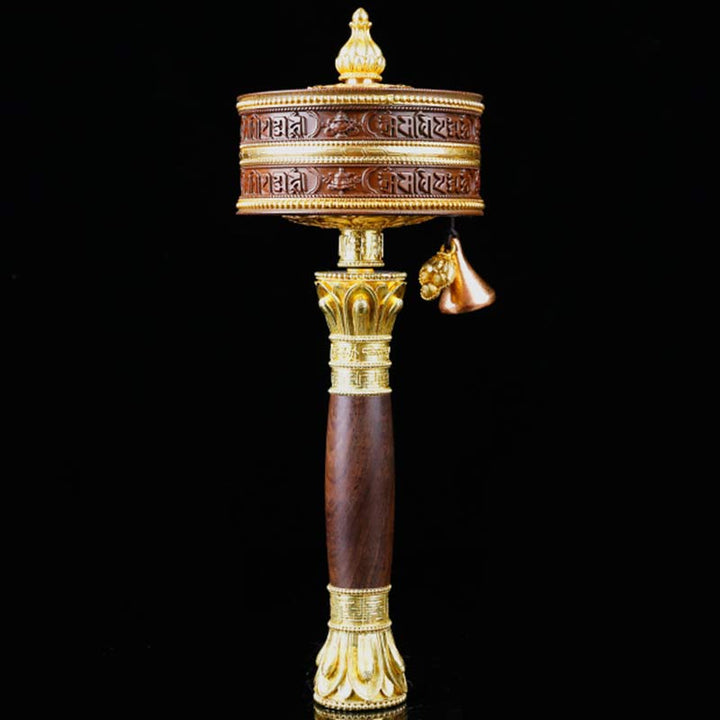 Ruota di preghiera tibetana Sei parole vere Decorazione in rame con bilanciamento - Grande - image 3