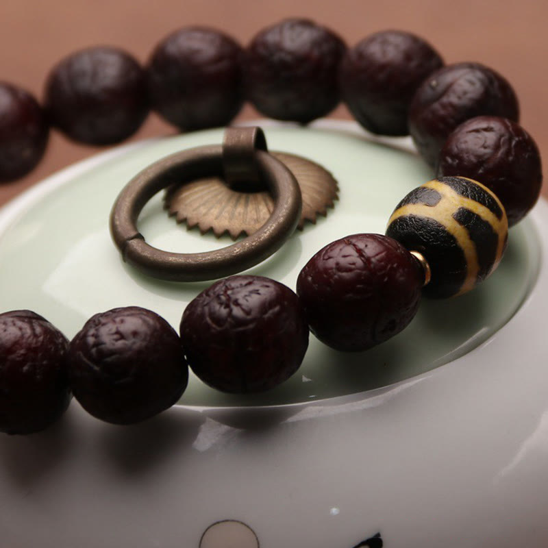 Buddha Stones Tibetano Bodhi Seme Agata Perlina Fortuna Ricchezza Nappa Ciondolo Polso Mala