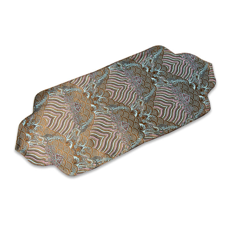 Buddha Stones Sea Wave Bamboo Plum Blossom Broccato Ricamo Sottobicchiere per tazza da tè Kung Fu Tappetino da tè