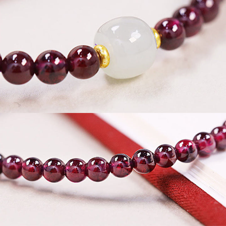 Braccialetto di purificazione con perline di giada granata naturale Buddha Stones