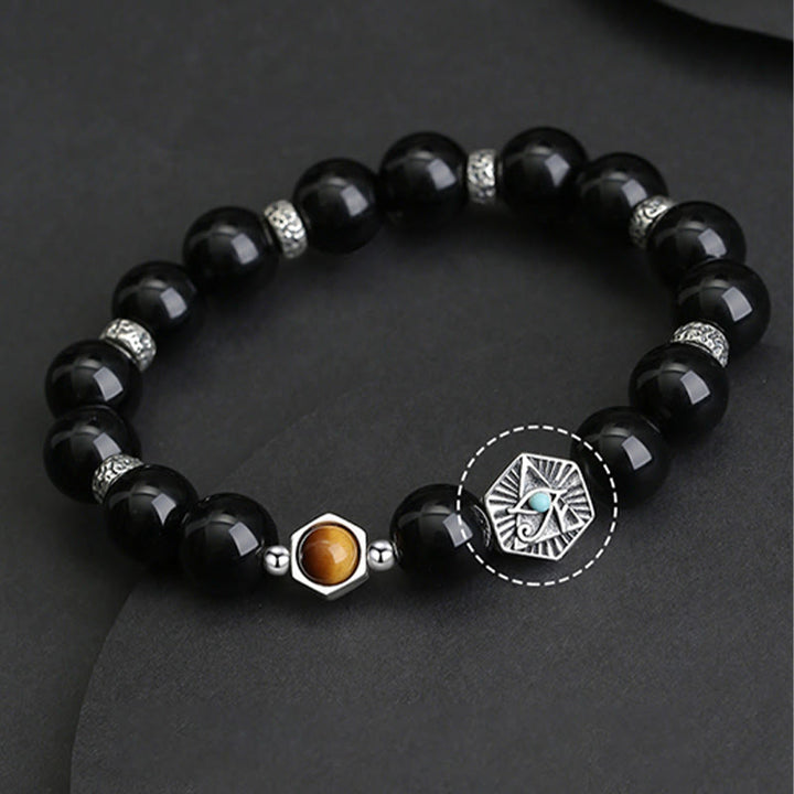 Braccialetto di purificazione Occhio di Tigre Occhio della Provvidenza in Argento Sterling 925 Buddha Stones