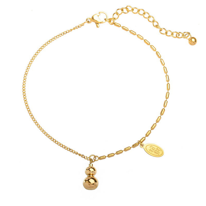 Cavigliera con fibbia della ricchezza e design a zucca portafortuna in oro 18k Buddha Stones