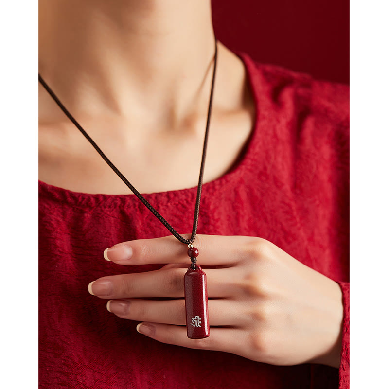 Collana con ciondolo e amuleto in cinabro con Buddha Stones segno zodiacale cinese, protezione con cordino. - image 8