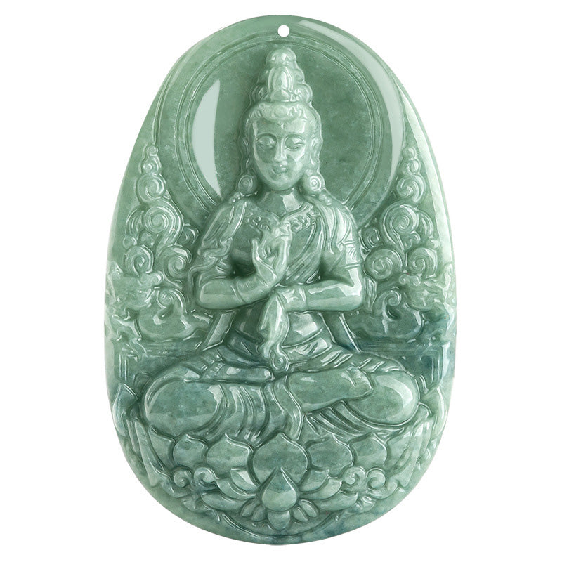Collana con ciondolo Buddha Stones Natural Jade Avalokitesvara Amuleto Ricchezza - image 10