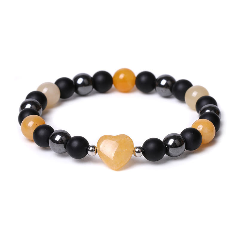 Braccialetto di protezione del cuore dell'amore di cristallo della pietra dell'occhio di tigre di onice nero Buddha Stones
