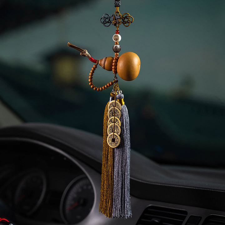Buddha Stones Monete Feng Shui Zucca Nodo cinese Monete fortunate Cinque imperatori Denaro Ricchezza Nappe Decorazione