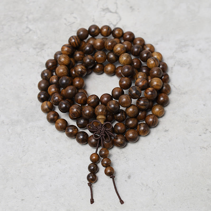 Buddha Stones 108 Mala Beads Bracciale Preghiera Meditazione Sandalo Elastico - image 2