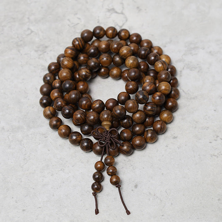Buddha Stones 108 Mala Beads Bracciale Preghiera Meditazione Sandalo Elastico - image 2