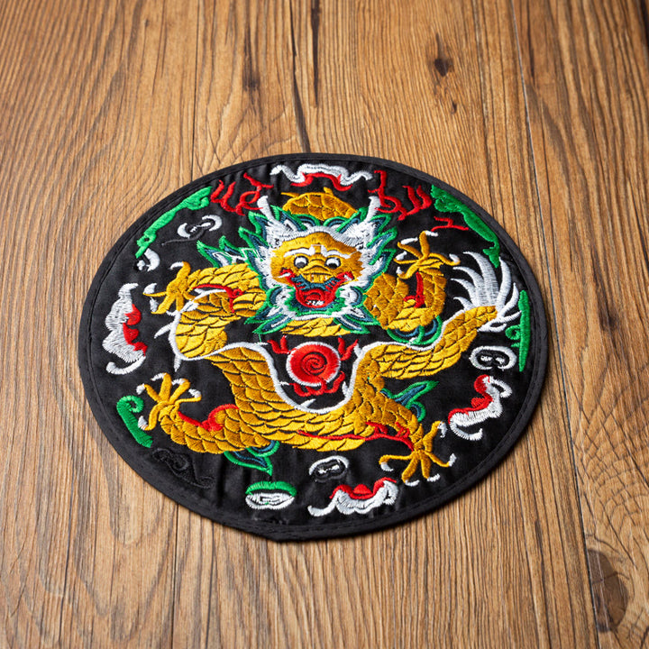 Buddha Stones Dragon Ricamo Sottobicchiere Tazza Sottobicchiere Tazza da Tè Kung Fu Tappetino da Tè