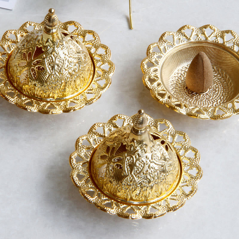 Mini bruciatore di incenso per meditazione Tibetan Gold