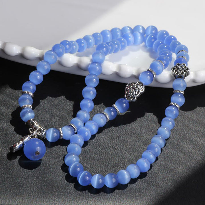 Braccialetto triplo avvolgente con supporto PiXiu Cat Eye Buddha Stones
