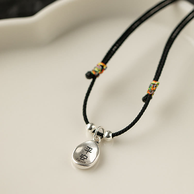 Buddha Stones 999 Sterling Silver Pace e Gioia Fu Carattere Fortuna Fortuna 925 Sterling Silver Catena Collana Pendente