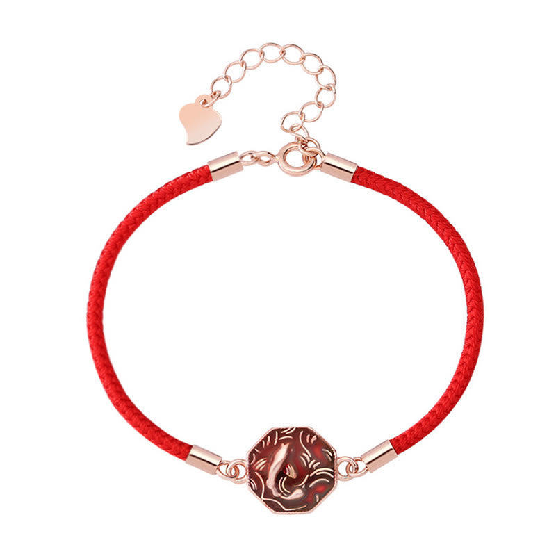 Bracciale intrecciato a mano Buddha Stones 925 Sterling Silver Luck Koi Fish Cambia Colore Ricchezza