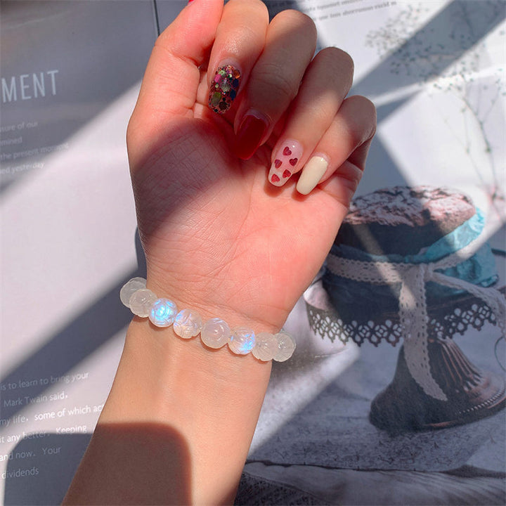 Bracciale Buddha Stones Natural Moonstone Lotus Love