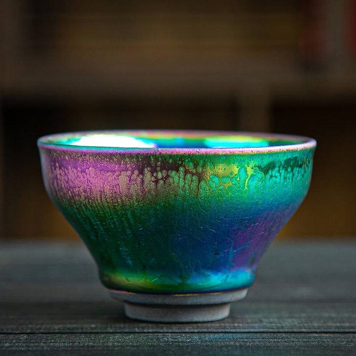 Buddha Stones Fatto a mano Fata Arcobaleno Cinese Jianzhan Tazza da tè in ceramica Tenmoku Kung Fu Tazza da tè