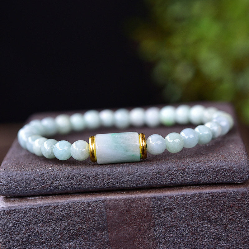 Braccialetto di fortuna e prosperità in giada naturale Buddha Stones
