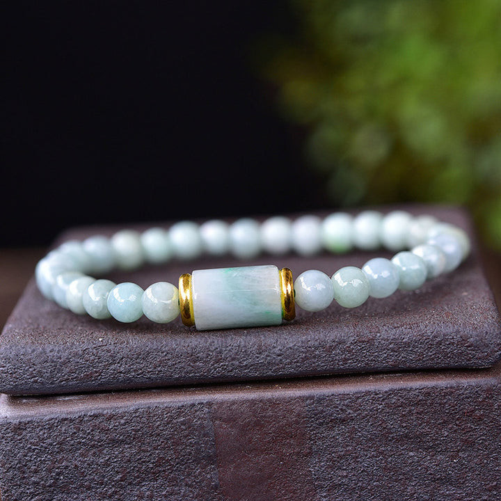 Braccialetto di fortuna e prosperità in giada naturale Buddha Stones