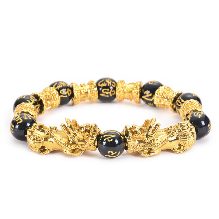 Bracciale Buddha Stones Double Pixiu Obsidian Wealth