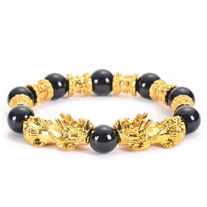 Bracciale Buddha Stones Double Pixiu Obsidian Wealth