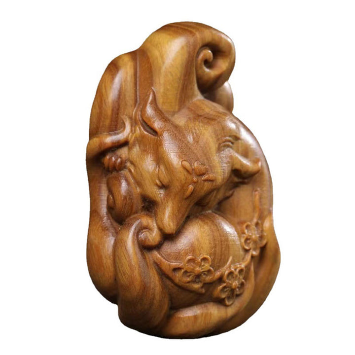 Decorazione da appendere all'auto, in legno di sandalo verde, Buddha Stones, mini volpe a nove code, decorazione per la pace.