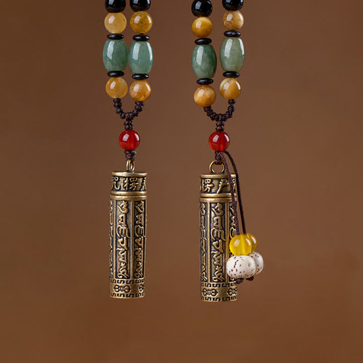 Buddhastoneshop Tibet Om Mani Padme Hum Agata Shurangama Sutra Collana con pendente di protezione - image 3