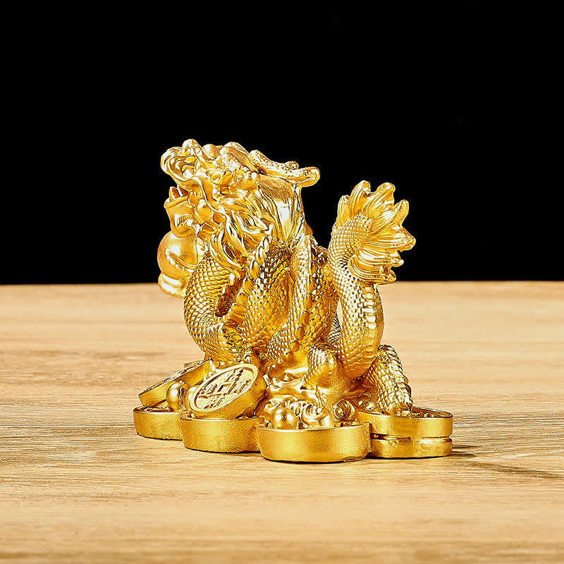 Buddha Stones Feng Shui Drago Moneta di rame Ricchezza Successo Fortuna Decorazione