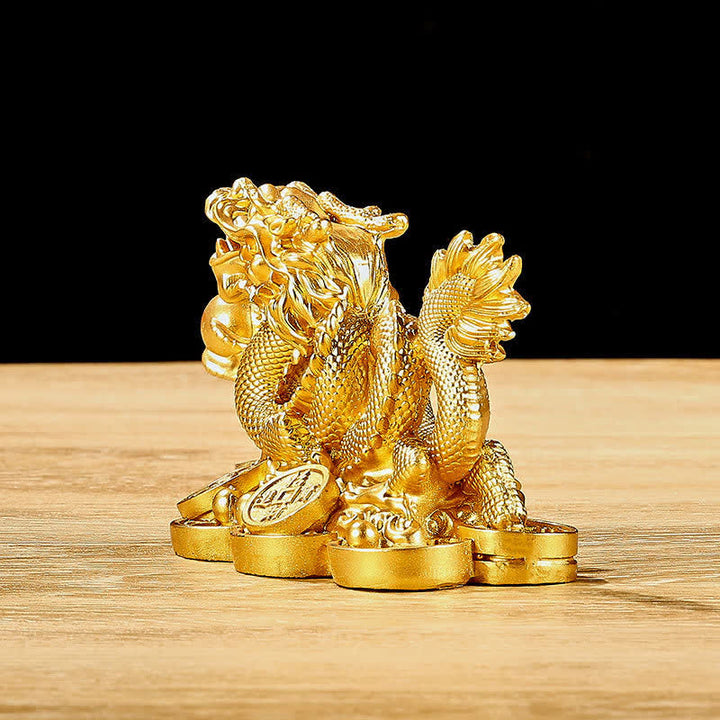 Buddha Stones Feng Shui Drago Moneta di rame Ricchezza Successo Fortuna Decorazione