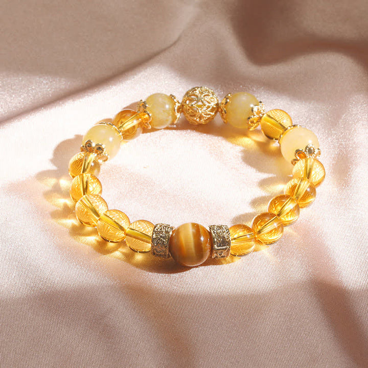 Braccialetto di perline di Buddha Stones Citrine Generosità Prosperità