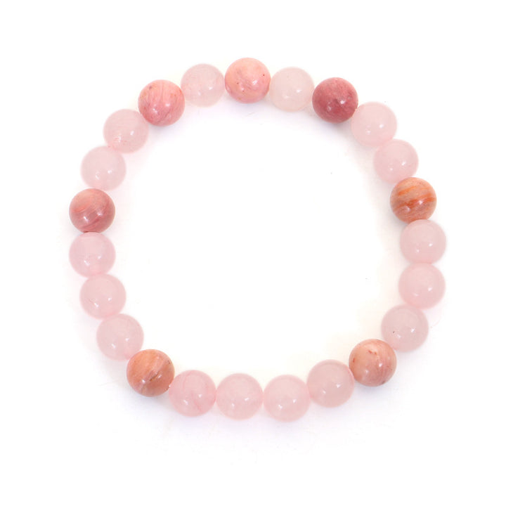 Braccialetto con nappa di cristallo rosa e 108 perle di Mala Buddha Stones