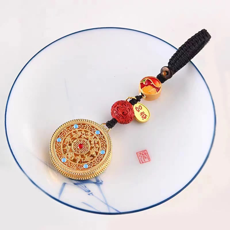 Portachiavi con ciondolo a forma Buddha Stones Fu Character Blessing Ruyi