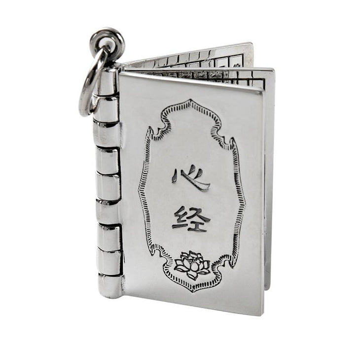 Buddha Stones 990 Argento Sterling Cuore Sutra Grande Compassione Shurangama Mantra Loto Vajra Collana Pendente Pace - image 8