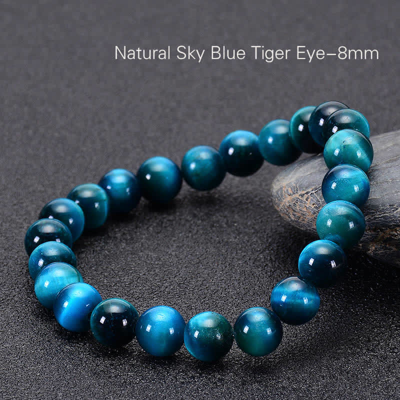 Braccialetto di protezione con occhio di tigre blu Buddha Stones