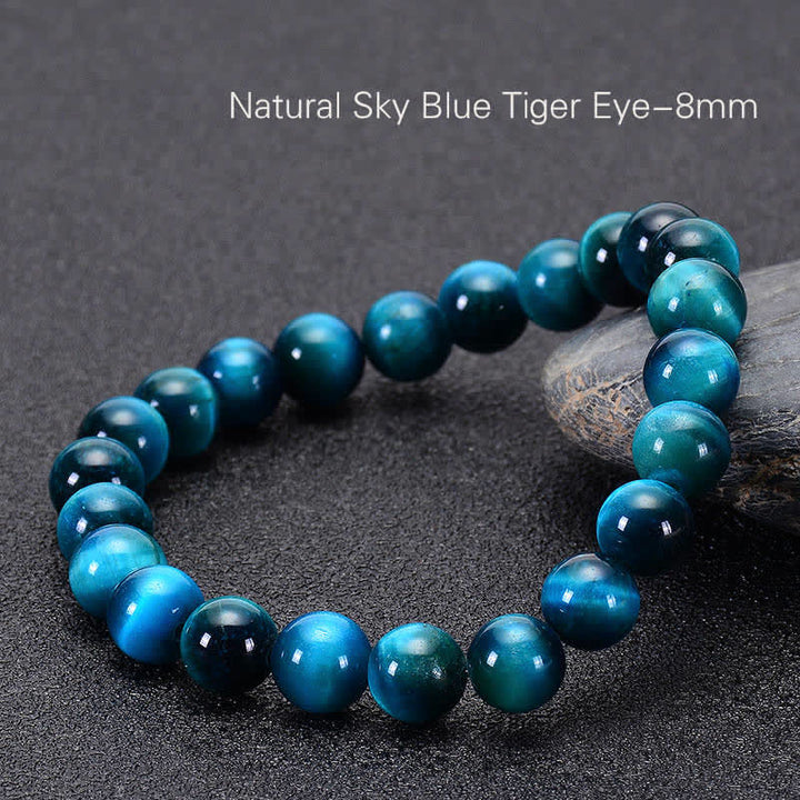 Braccialetto di protezione con occhio di tigre blu Buddha Stones