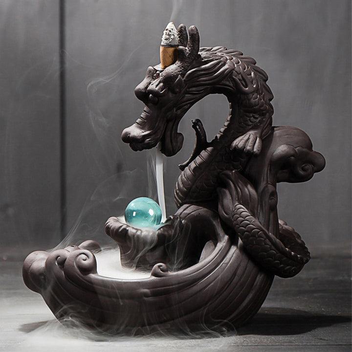 Buddha Stones Decorazione bruciatore di incenso protezione drago tibetano