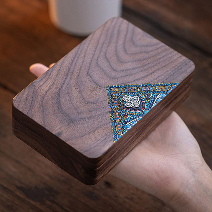 Scatola portagioie in legno di noce nero fatta a mano, vintage, scatola regalo in legno