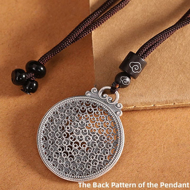 Collana con ciondolo a forma di fenice in argento sterling 990 con Buddha Stones e protezione dalla fortuna