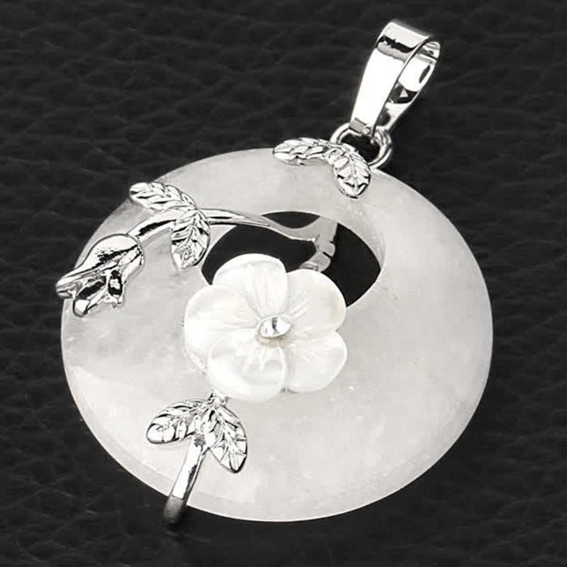 Buddha Stones Vari cristalli Ametista Avventurina verde Fiore Collana pendente curativa - Cristallo bianco - image 15