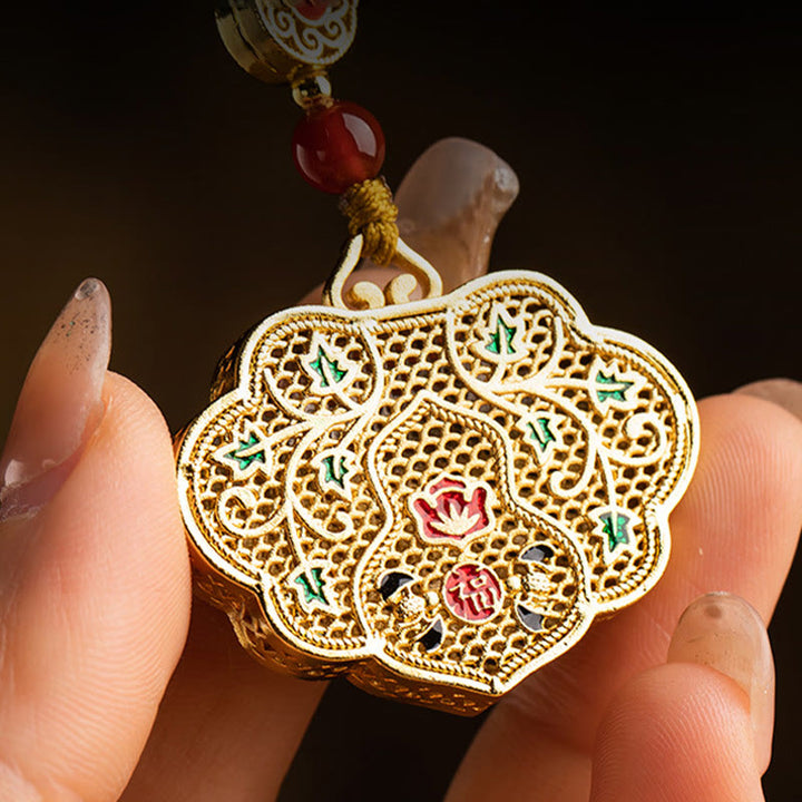Portachiavi con ciondolo a forma di lucchetto con Buddha Stones, carattere Fu, fortuna e benedizione