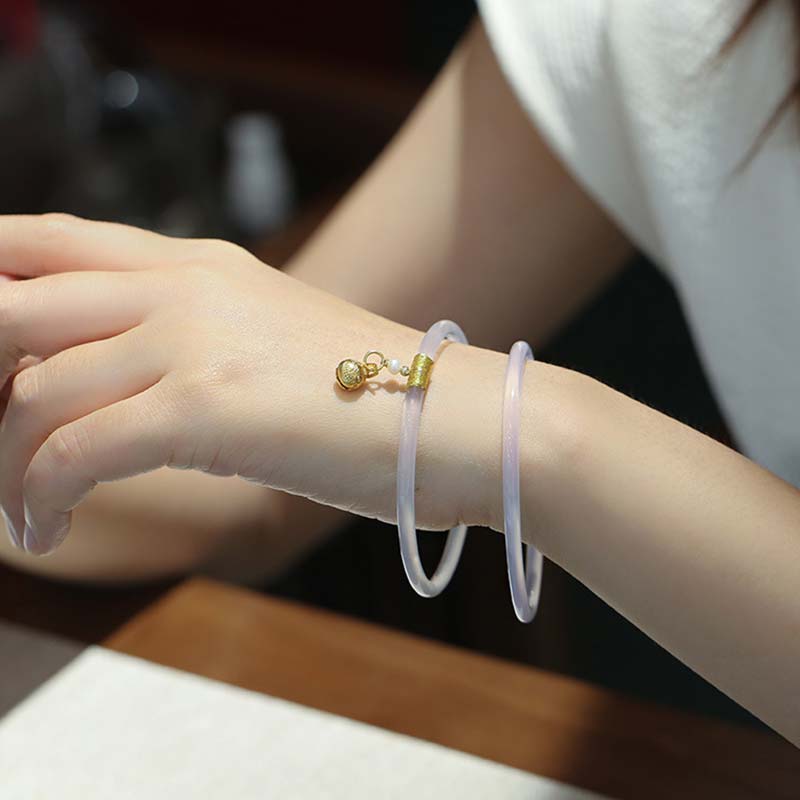 Braccialetto di successo in giada bianca ciano naturale Buddha Stones